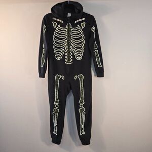 Cat & Jack Unisex Halloween Skeleton One Piece Fleece Sleeper Sz Large 10/12